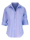 Frank & Eileen Barry Striped Cotton Blouse In Blue