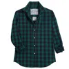 Frank & Eileen Barry Tailored Button Up Flannel Shirt In Green Black Check In Green
