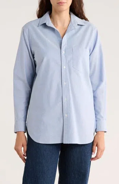 Frank & Eileen Boyfriend Cotton Button-up Shirt In Blue