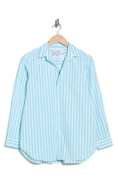 Frank & Eileen Boyfriend Cotton Button-up Shirt In Blue