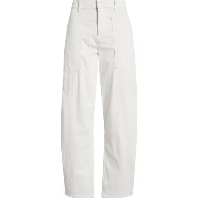 Frank & Eileen Bray Barrel Leg Cotton Twill Pants In Blue