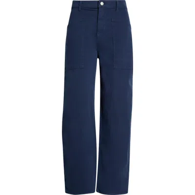 Frank & Eileen Bray Barrel Leg Cotton Twill Pants In Blue