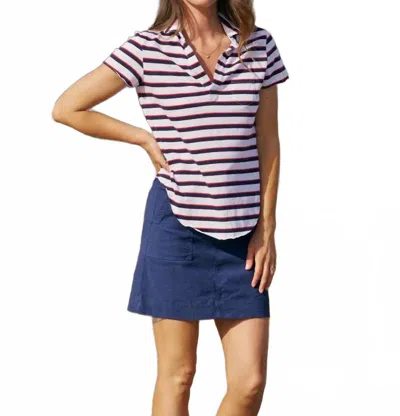 FRANK & EILEEN CHARLOTTE PERFECT POLO IN WHITE WITH RED AND NAVY FRENCH STRIPE