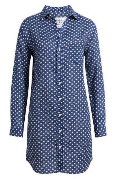 Frank & Eileen Classic Linen Shirtdress In Blue