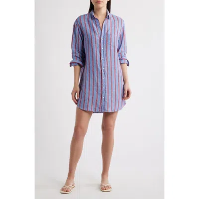 Frank & Eileen Classic Linen Shirtdress In Blue