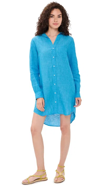 Frank & Eileen Classic Linen Shirtdress Turquoise Linen