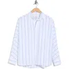 Frank & Eileen Continuous Stripe Cotton Button-up Shirt In White