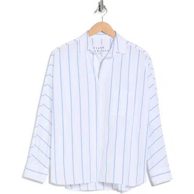 Frank & Eileen Continuous Stripe Cotton Button-up Shirt In White