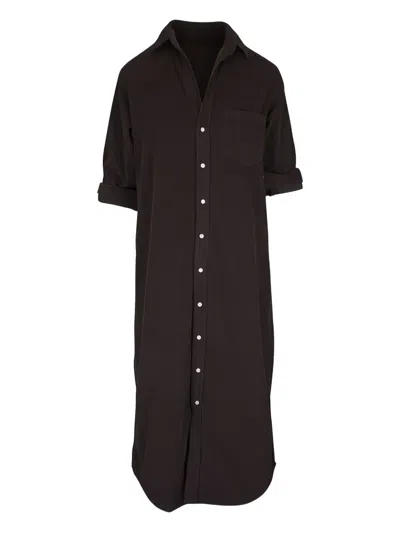 Frank & Eileen Corduroy Button-front Shirt Midi Dress In Brown