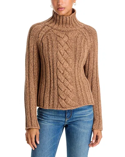 Frank & Eileen Cotswold Cotton Cable Knit Sweater In Brown