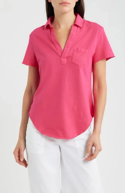 Frank & Eileen Cotton Jersey Polo In Pink