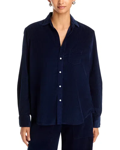 Frank & Eileen Cotton Printed Relaxed Button Up Shirt In Blue