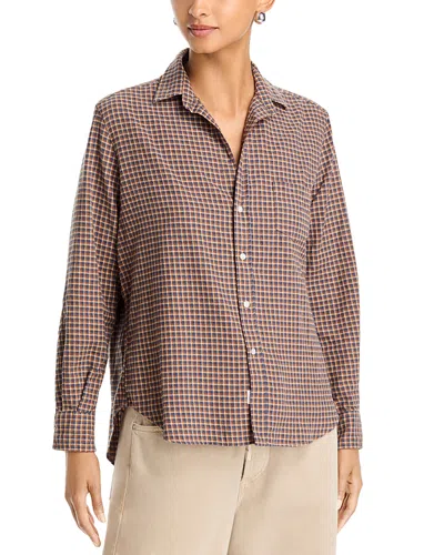 Frank & Eileen Cotton Printed Relaxed Button Up Shirt In Multi