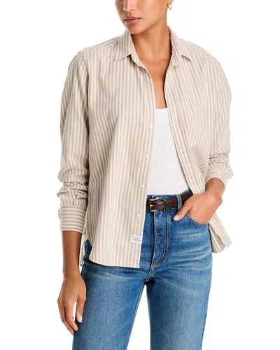 Frank & Eileen Cotton Printed Relaxed Button Up Shirt In Neutral