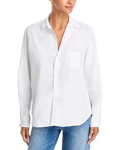 Frank & Eileen Cotton Printed Relaxed Button Up Shirt In White