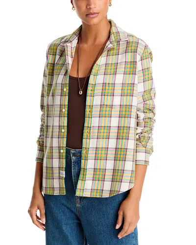 Frank & Eileen Cotton Printed Relaxed Button Up Shirt In Yellow