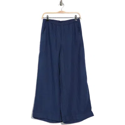 Frank & Eileen Cotton Wide Leg Pants In Blue