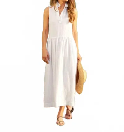 FRANK & EILEEN DAPHNE SLEEVELESS POPOVER DRESS IN WHITE