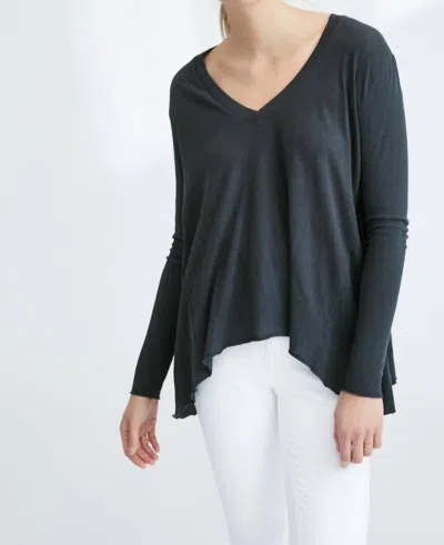 Frank & Eileen Deep V Long Sleeve Tee In Black