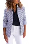 Frank & Eileen Dublin Knit Blazer In White/british Royal Navy In Blue
