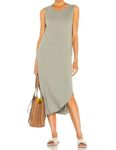 Frank & Eileen Easy Side Slit Midi Dress In Sage Green In Gray