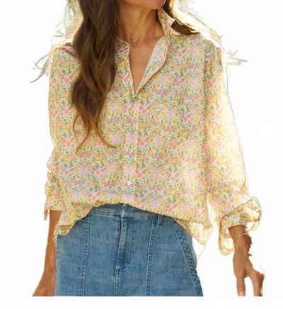 Frank & Eileen Eileen Button-up Blouse In Floral Yellow