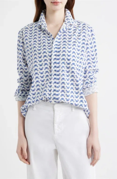 Frank & Eileen Eileen Crab Print Relaxed Button-up Shirt In Blue