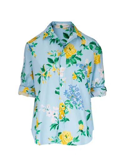 Frank & Eileen Eileen Floral-print Shirt In Blue