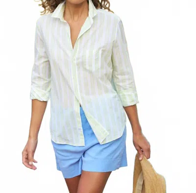 Frank & Eileen Eileen Relaxed Button Up Shirt In Chartreuse And Blue Stripe