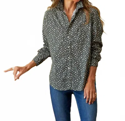 Frank & Eileen Eileen Relaxed Button-up Shirt In Green Messy Hearts In Multi