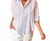 Frank & Eileen Eileen Relaxed Button-up Shirt In Pink Blue Mutli Stripe In Blue