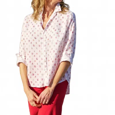 Frank & Eileen Eileen Relaxed Button-up Shirt In Red/blue Messy Flower In White