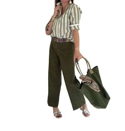 Frank & Eileen Eileen Relaxed Button Up Shirt In Sage Green Stripe In Multi