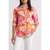 Frank & Eileen Eileen Relaxed Button-up Shirt In Orange And Pink Floral In Multi