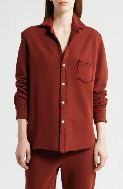 Frank & Eileen Eileen Relaxed Cotton Terry Button-up Shirt In Brown