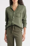 Frank & Eileen Eileen Relaxed Cotton Terry Button-up Shirt In Green