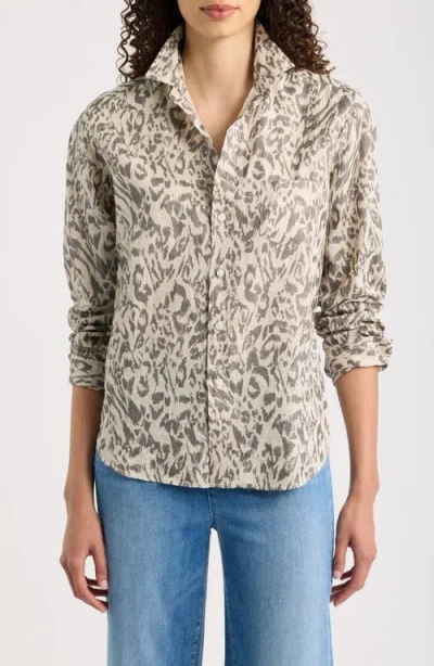 Frank & Eileen Eileen Relaxed Linen Shirt In Glitter Animal Print
