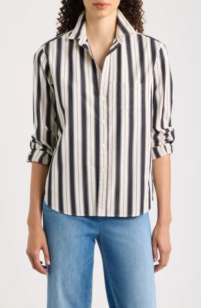 Frank & Eileen Eileen Relaxed Striped Button-up Shirt In White