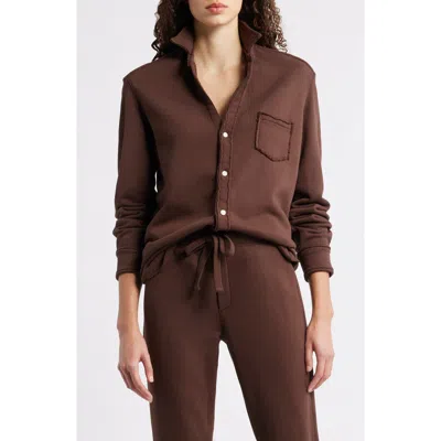 Frank & Eileen Eileen Relaxed Terry Button-up Shirt In Brown