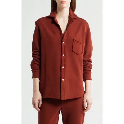 Frank & Eileen Eileen Relaxed Terry Button-up Shirt In Brown