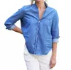 Frank & Eileen Eileen Ruffle Button-up Shirt In Vintage Stonewashed Indigo In Blue
