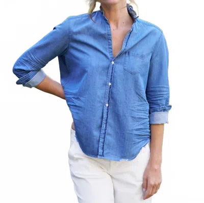 Frank & Eileen Eileen Ruffle Button-up Shirt In Vintage Stonewashed Indigo In Blue