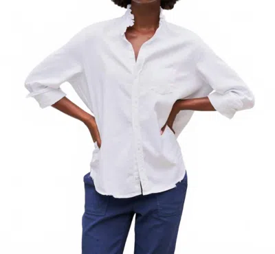 Frank & Eileen Eileen Ruffle Collar Button Up Shirt In White