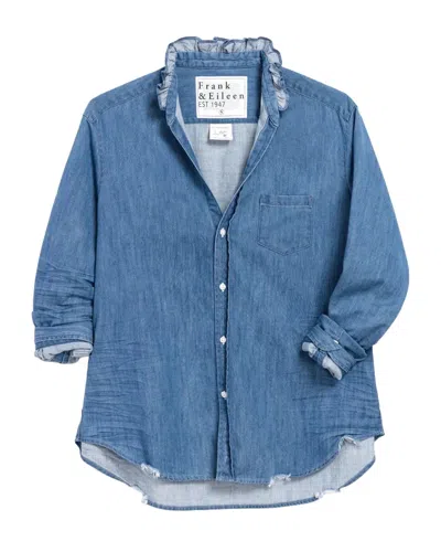 Frank And Eileen Eileen Ruffle Top In Blue