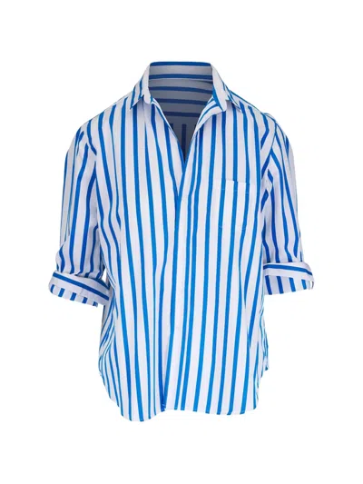Frank & Eileen Eileen Stripe-pattern Shirt In Blue