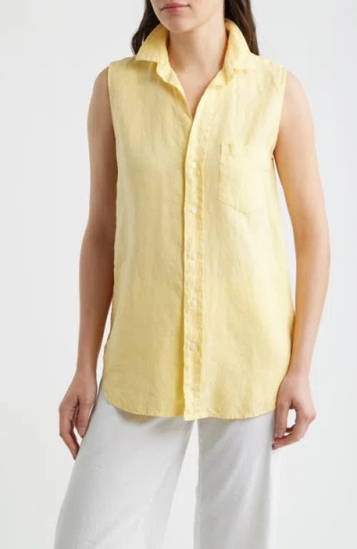 Frank & Eileen Finley Sleeveless Linen Button-up Shirt In Yellow