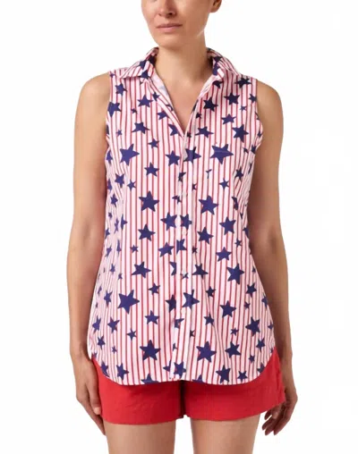 Frank & Eileen Finley Sleeveless Shirt In Stars & Stripes In Blue