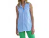 Frank & Eileen Finley Sleeveless Shirt In White Blue In Blue
