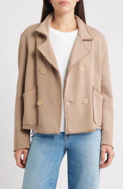 Frank & Eileen French Terry Crop Peacoat In Brown