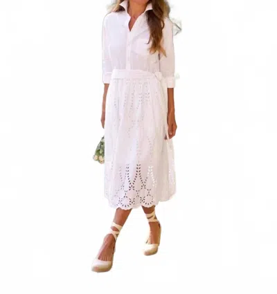 Frank & Eileen Grace Midi Eyelet Midi Dress In White